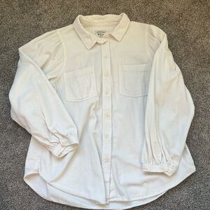 WOMENS AMERICAN EAGLE SIZE LARGE CORDUROY WHITE BUTTON UP
